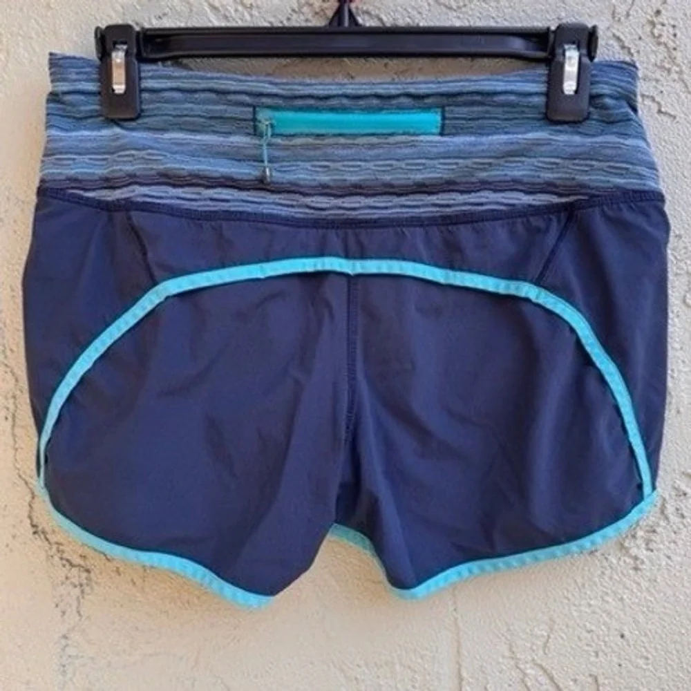 Lululemon Womens Run Times Navy Striped Shorts SZ 4 Athleisure Activewear Wicki